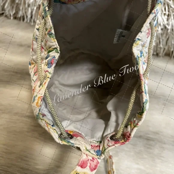 Vintage VERA BRADLEY Perennials 1998  Backpack Sling USA Cream Blue Pink Floral - Picture 12 of 17